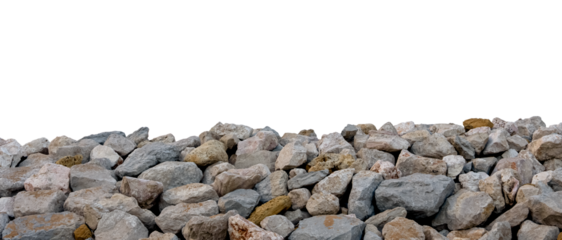 Rock stone isolated,Rocks sea rustic piles with natural textures in earthy tones colour on background,Break stones.gravel limestone rocks on construction site