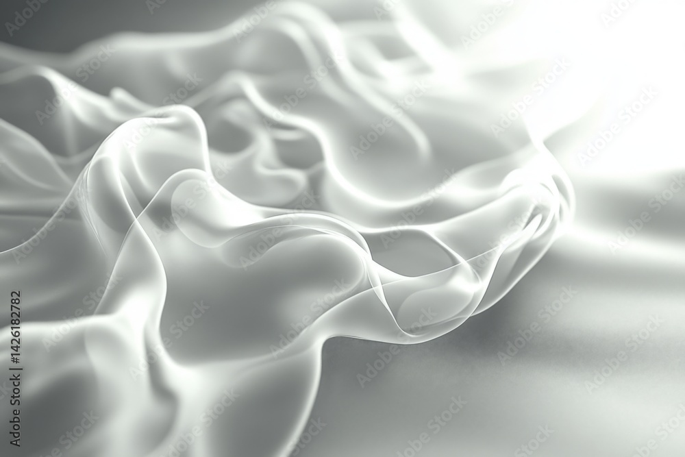 Poster Elegant sheer fabric flowing softly on a smooth surface creating a serene and tranquil atmosphere in soft lighting