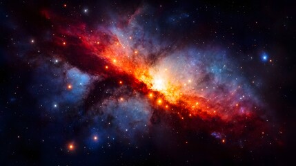 Obraz premium Vibrant Cosmic Nebula Colorful Starscape Dramatic Galaxy Space Background