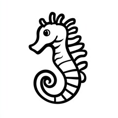 Fototapeta premium Cartoon seahorse illustration, ocean background, children's book