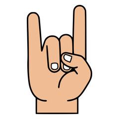 rock hand sign music flat color vector illustration template design