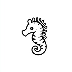 Fototapeta premium Cartoon seahorse, ocean, underwater, children's book illustration