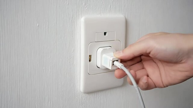 Plugging a cord into a wall socket
