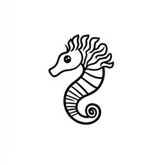 Fototapeta premium Cartoon seahorse illustration, ocean background, kids book (2)