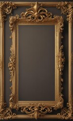 Ornate gold scroll frame, vintage style, royal detail , elegant frame, decoration, retro frame