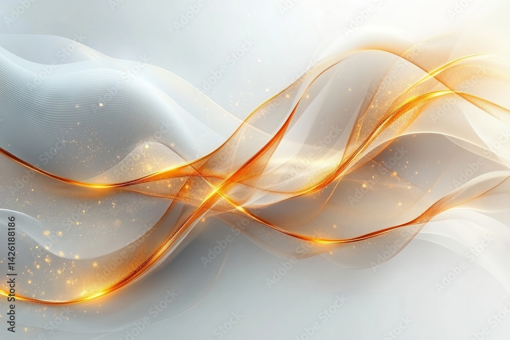 Aufkleber elegant abstract waves in soft hues with golden accents flowing gracefully across a light background