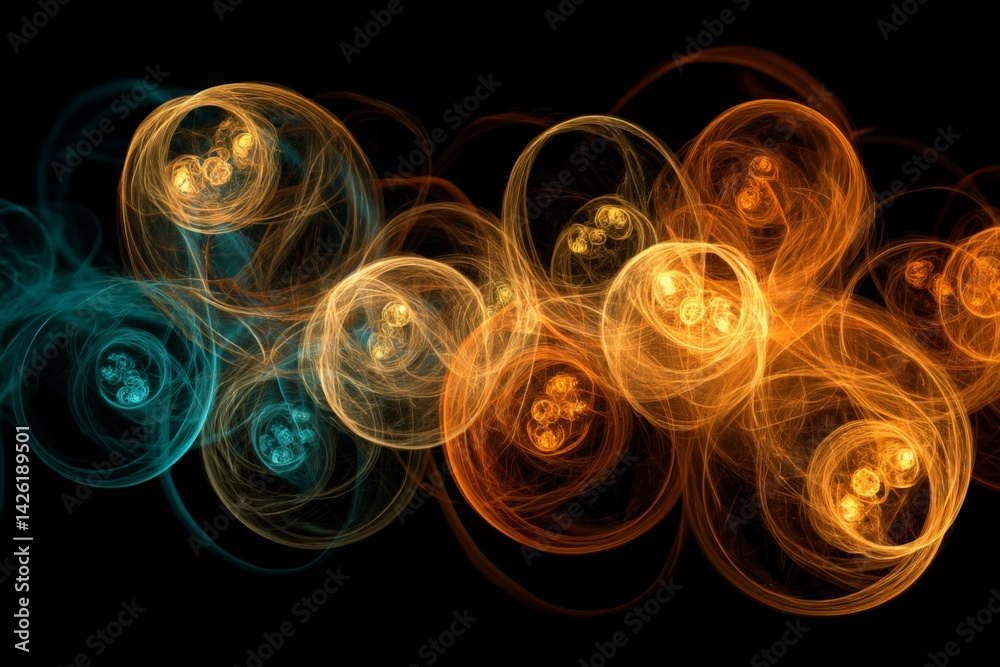 Poster Colorful abstract swirling patterns create a vibrant visual experience in dark background