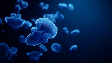 Abstract blue blurred shapes background