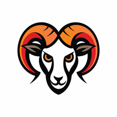 ram head mascot logo vector art illustration