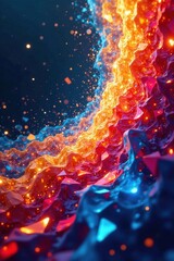 Abstract Colorful Swirling Energy Forms with Glowing Particles and a Dynamic, Textured Surface