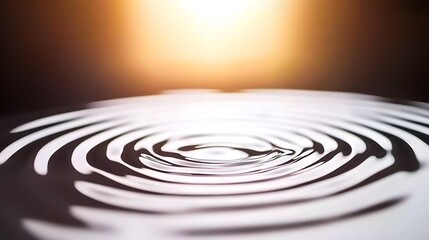 Fototapeta premium Water ripples radiate outward from a central point under a warm spotlight