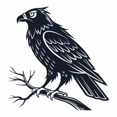 Obraz premium bird, eagle, vector, illustration, animal, cartoon, head, nature, wild, tattoo, hawk, wildlife, black, feather, symbol, raven, beak, drawing, art, animals, logo, design, flying, crow, falcon
