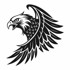 bird, eagle, vector, illustration, animal, cartoon, head, nature, wild, tattoo, hawk, wildlife, black, feather, symbol, raven, beak, drawing, art, animals, logo, design, flying, crow, falcon