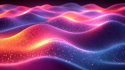 Obraz premium Abstract wavy surface of glowing particles.