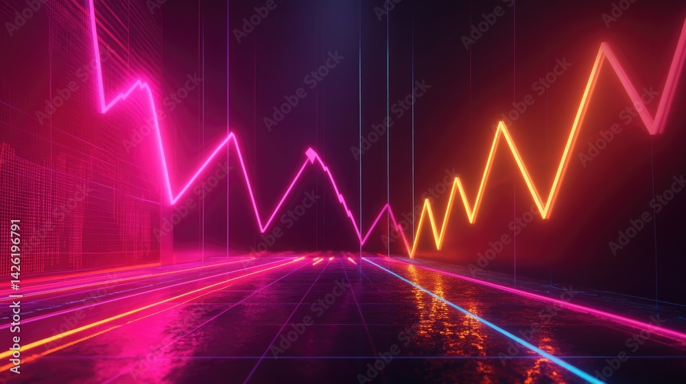 Poster a glowing financial chart with an upward trend, complemented by bright arrows, symbolizing growth an