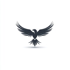 Majestic eagle soaring, wings spread, white background, freedom concept, logo design