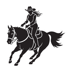 Barrel racing cowgirl in mid motion