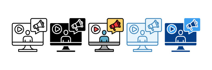 Webinar  Icon Set Multiple Style Collection