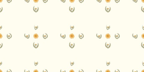 Seamless watercolour and unique floral pattern background for covers, notes, Soft backgrounds colour. Watercolour art work. Flower stalk.