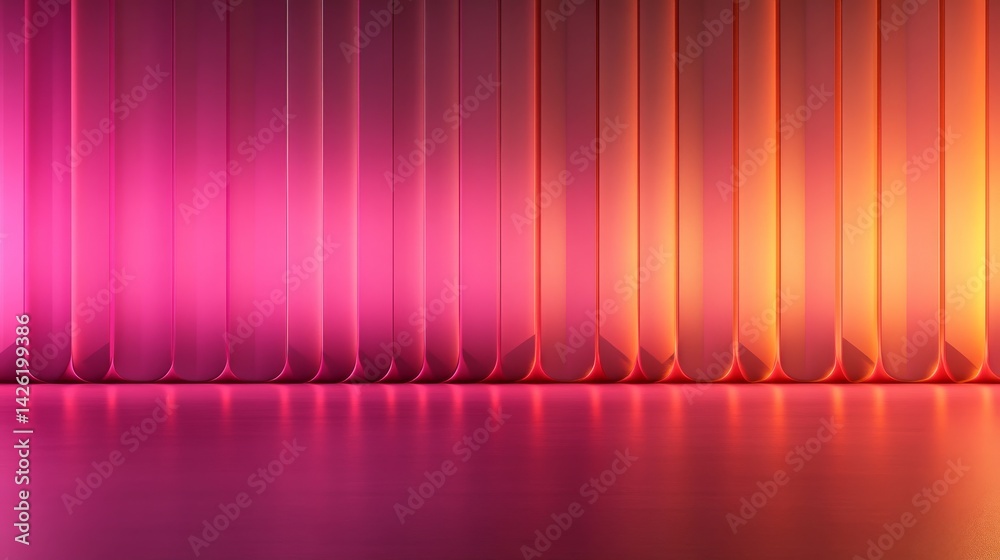 Poster Abstract arrangement of pink and white blocks in a studio setting shows layers and geometric shapes with bright lighting and shadows for a contemporary aesthetic