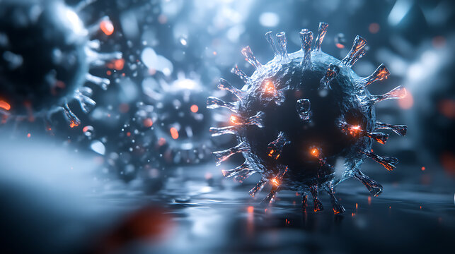 Viral outbreak impact analysis global laboratory scientific study digital environment close-up viewpoint covid-19 research