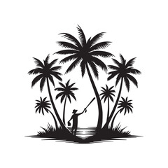 Palm Tree Silhouette Set – Tropical Island Coconut Trees Vector Collection
