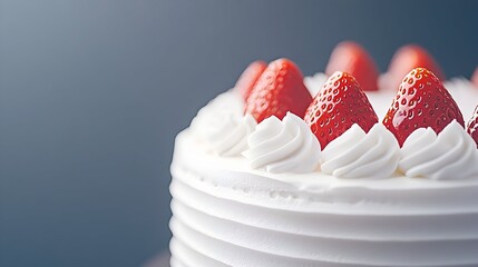 Close-up of a delicious strawberry shortcake with whipped cream