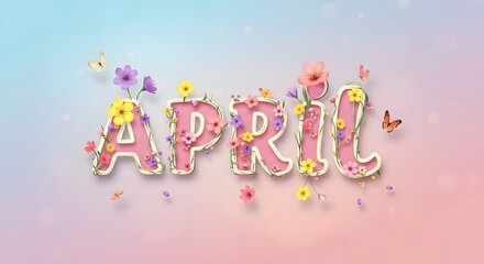 Obraz premium Celebrating April Month with Floral Designs and Butterflies for Spring