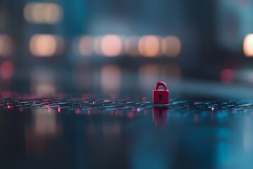 A padlock icon hovers over a blurred grid of digital binary code, highlighting the crucial theme of data privacy in an advanced technology landscape