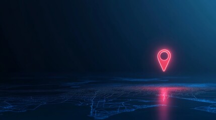 A glowing red location pin hovers above a 3D map against a gradient blue background, symbolizing navigation and exploration with ample space for text