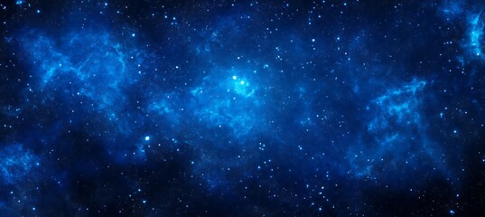 Obraz premium Bold Cosmic Blue Background Featuring Neon Geometric Elements and Abstract Digital Design