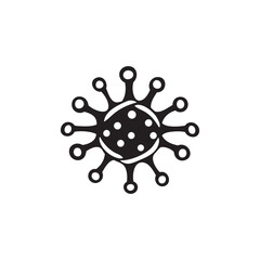 Black virus or bacteria icon silhouette isolated on white, vector microorganism illustration for health, medical, pandemic, and biology concepts