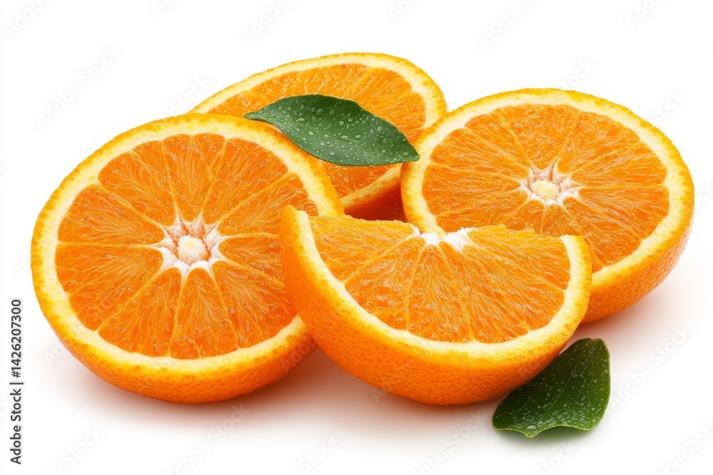 Poster Fresh orange slices display vibrant color and juicy texture in studio setting