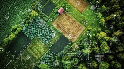 An agricultural sustainability concept map highlighting climate-smart farming, resource management, and adaptation techniques