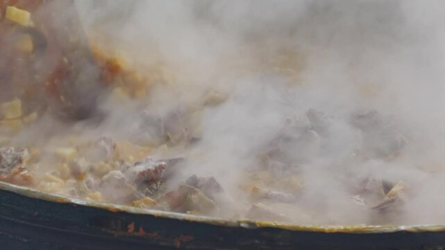 
Video of a person cooking locro in a large pot. Traditional Argentine food