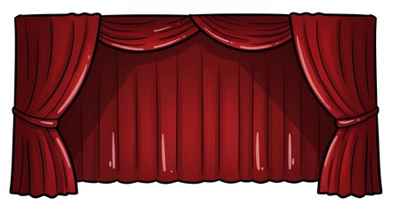 Burgundy theater curtains illustration background