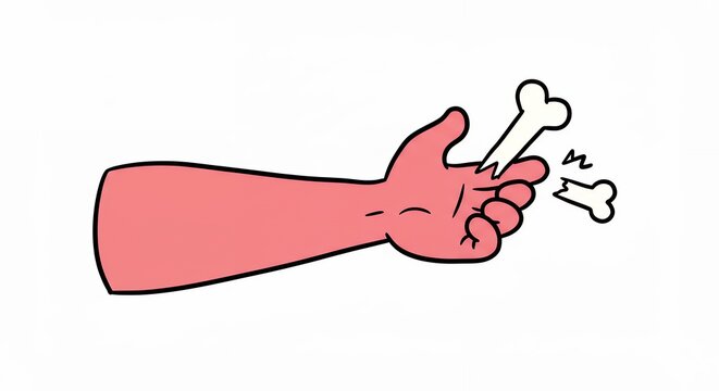 Cartoon hand crushing bone illustration