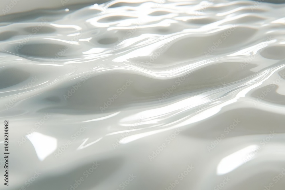 Poster Fluid texture reflects light in serene environment with soft ripples and gentle waves during tranquil setting