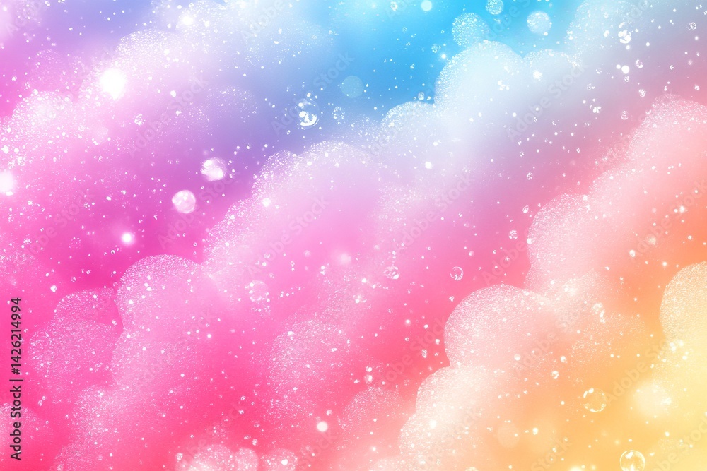 Poster Colorful foam bubbles create a dreamy backdrop with vibrant hues and sparkling highlights in a surreal setting