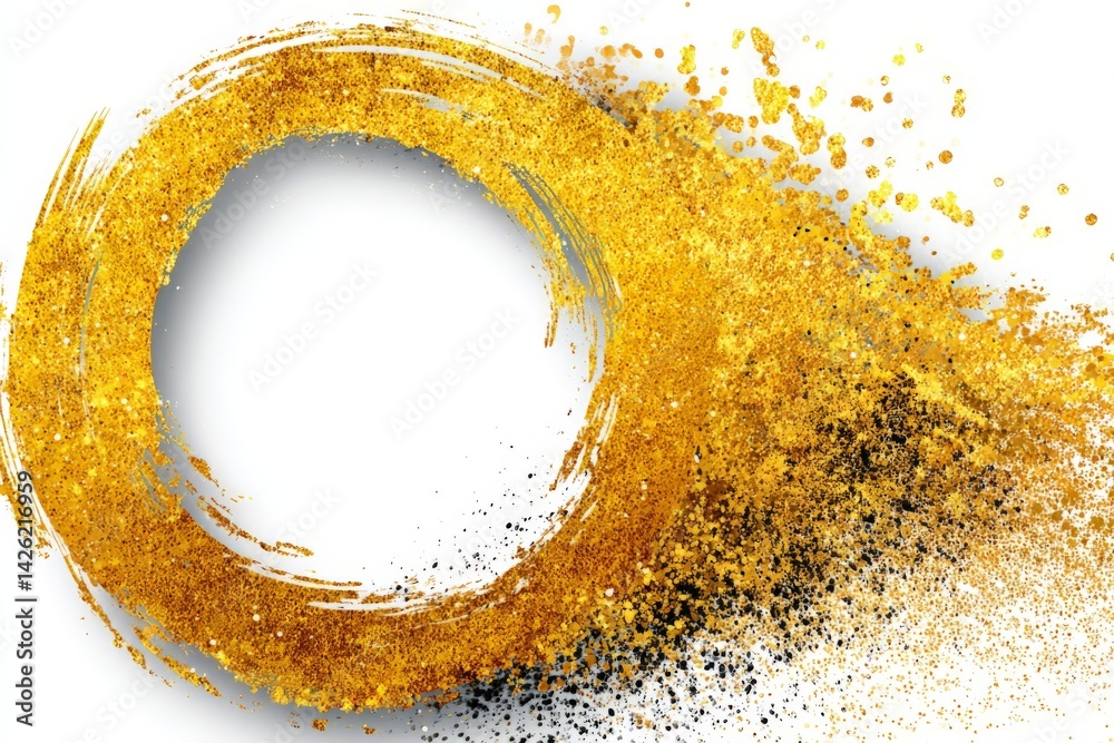 Aufkleber Golden swirl of glittering particles creating a dynamic abstract design with a bright center