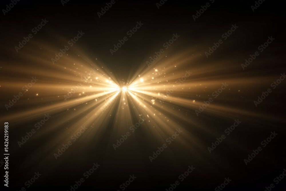 Poster Bright rays of light burst through darkness creating a mystical atmosphere in a serene setting