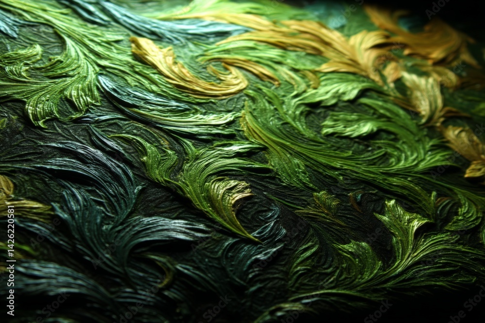 Poster Intricate patterns of swirling colors in nature-inspired design showcase artistic craftsmanship in a close-up view