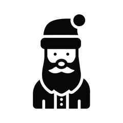 Visually appealing glyph icon showing santa claus wearing a beanie
