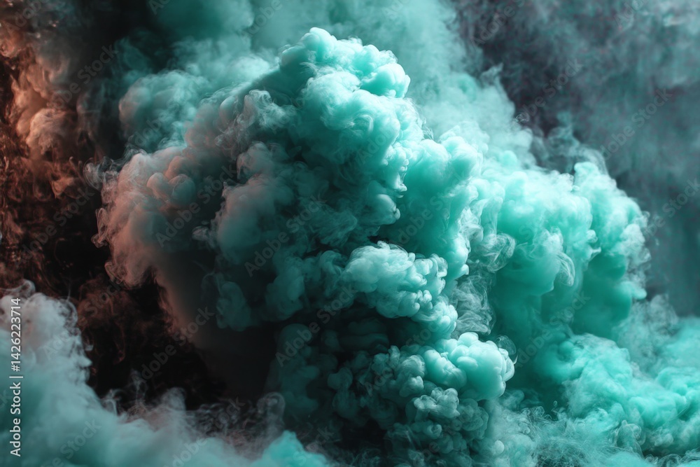Poster colorful smoke swirling in vibrant patterns during an artistic display at a nighttime event