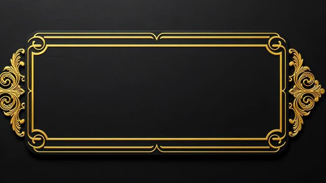 An ornate golden frame on a black background with elegant design details.