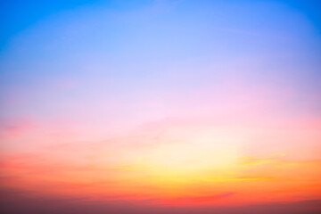 Beautiful , luxury soft gradient orange gold clouds and sunlight on the blue sky perfect for the background, take in evening,Twilight, Large size, high definition landscape photo