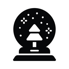 Ready to use glyph style icon of snow globe inside pine tree