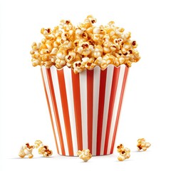 Caramel popcorn in a striped container