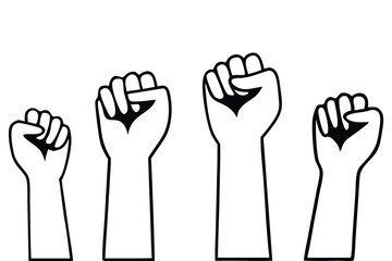 Raised Fists Silhouettes - Solidarity and Resistance Icons