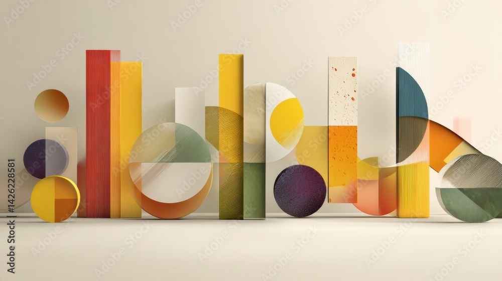 Poster oil textures enhance modern typography mockup with vibrant shape compositions